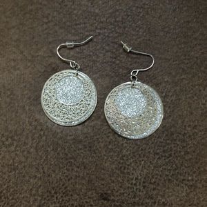 Silver Disk Dangle Earrings